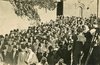 1934 - Demonstrators chanting while passing by Nabi Doud Gate in Jerusalem